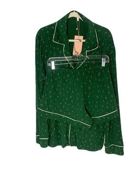 NWT Eberjey Green Tree Printed 2 Piece Pajama Set Shorts XL/Medium Soft Cozy
